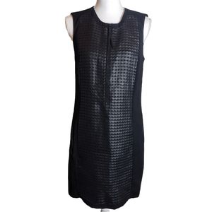 Worthington Black Faux Leather Sheath Dress Sz 10 Sleeveless Pockets Career Work